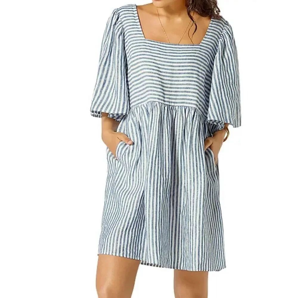 Joie NWT Anjelica Striped Linen Smock Dress sz XS